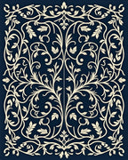Ivory Vine Symmetry On Navy Canvas Rug