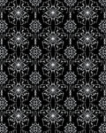 White Ornamental Starburst Black Background Rug