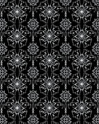 White Ornamental Starburst Black Background Rug