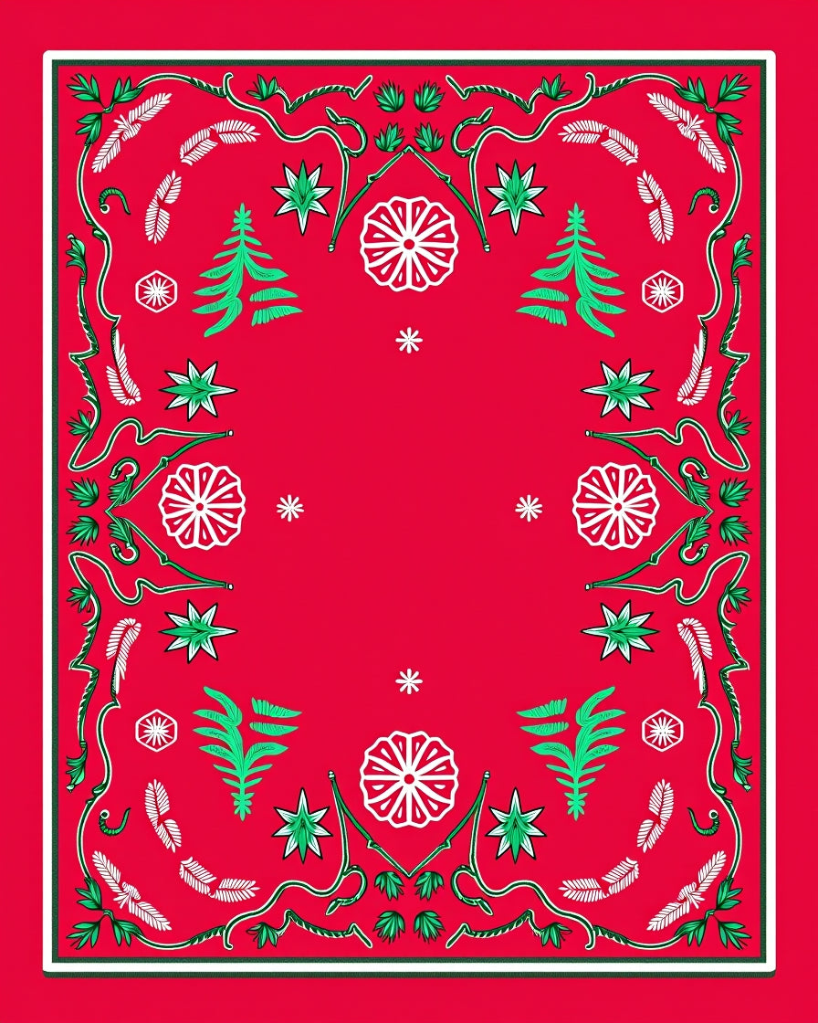 Crimson Branches White Flowers Holiday Rug