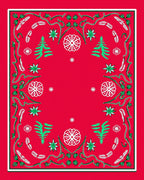 Crimson Branches White Flowers Holiday Rug