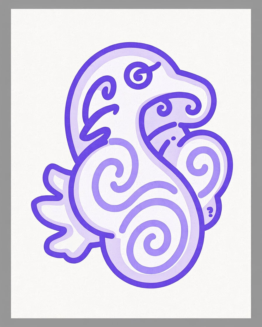 Whimsical Lavender Swirl Creature Rug