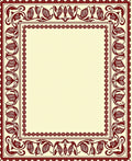 Deep Red Floral Art Nouveau Border Rug