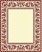 Deep Red Floral Art Nouveau Border Rug