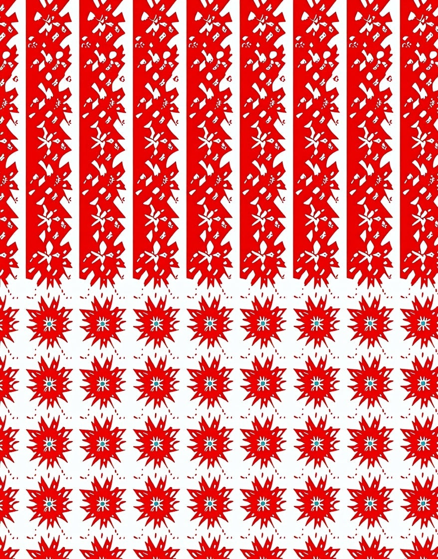 Bold Red Starburst Vertical Stripe Rug