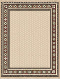 Cream Bordered Medallion Geometric Rug