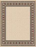Cream Bordered Medallion Geometric Rug