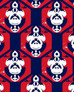 Red Blue Tonal Geometric Hexagon Rug