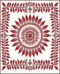 Crimson Sunburst Leaf Vine Rug