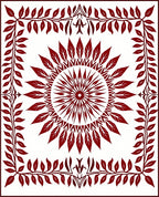 Crimson Sunburst Leaf Vine Rug