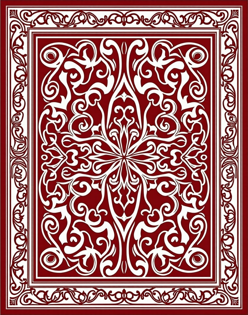 Rich Red Floral Medallion Vine Rug