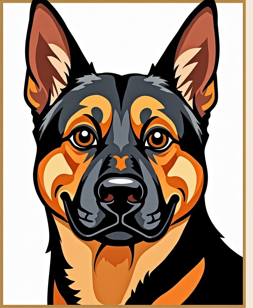 Bold Black Tan Dog Portrait Rug
