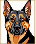 Bold Black Tan Dog Portrait Rug