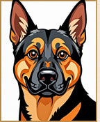 Bold Black Tan Dog Portrait Rug