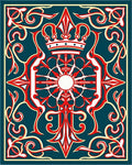 Crimson Crown Red Scroll Medallion Rug