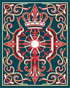 Crimson Crown Red Scroll Medallion Rug