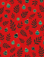 Red Cyan Evergreen Merry Christmas Ornaments Rug