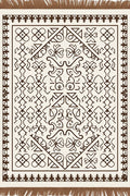 Cream and Brown Geometric Abstract Rug