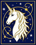 Celestial White Unicorn Gold Constellation Rug