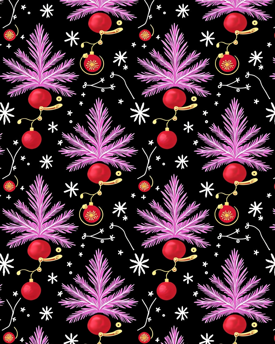 Vibrant Pink Christmas Tree Ornaments Rug