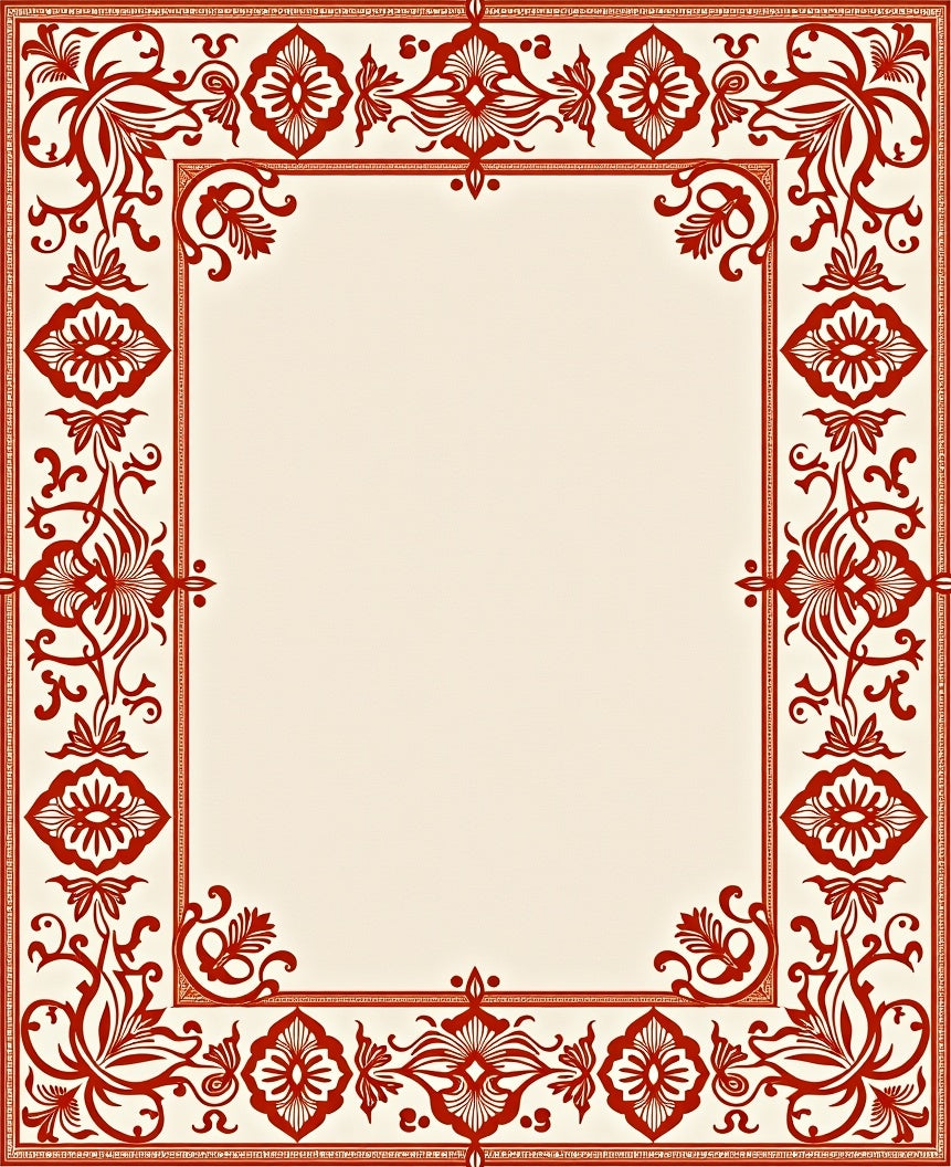 Crimson Red Floral Medallion Border Rug