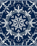 Deep Blue White Snowflake Mandalas Rug