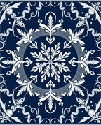 Deep Blue White Snowflake Mandalas Rug