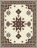 Ornate Brown Star and Floral Border Rug