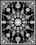 Black White Intricate Floral Medallion Rug