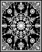 Black White Intricate Floral Medallion Rug