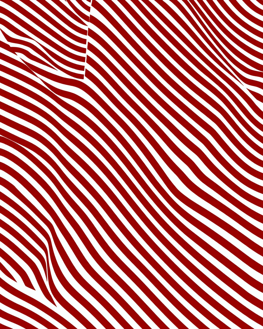 Crimson White Wavy Striped Rug