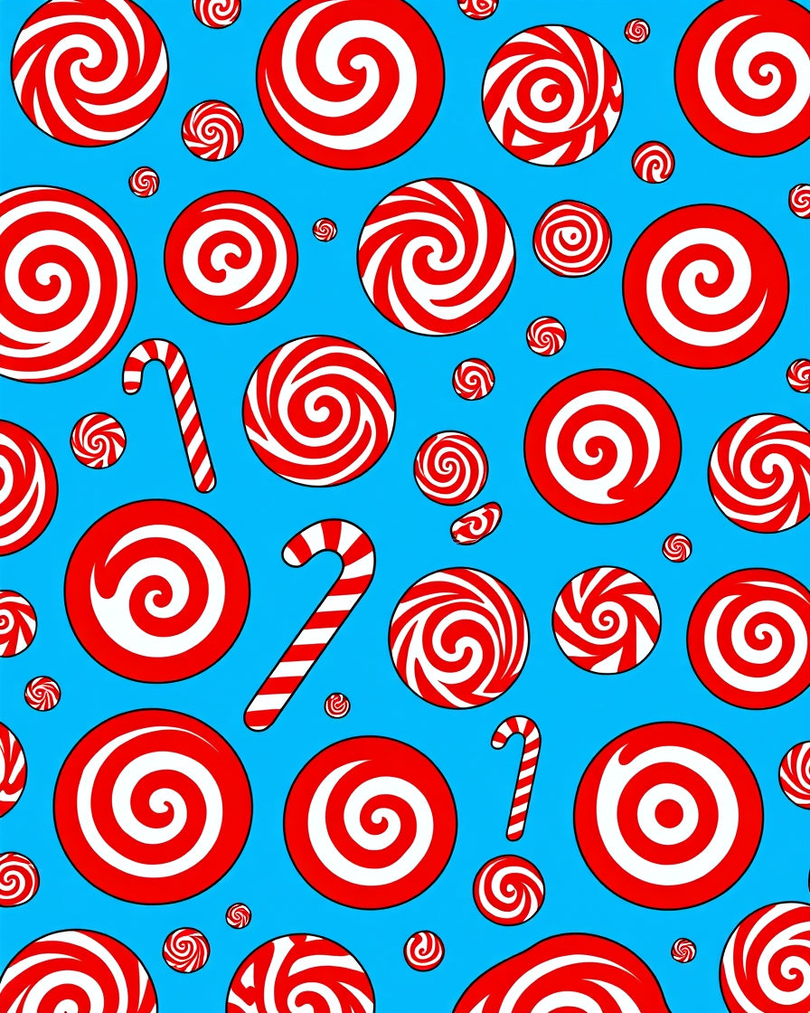 Red White Swirl Candy Cane Holiday Rug