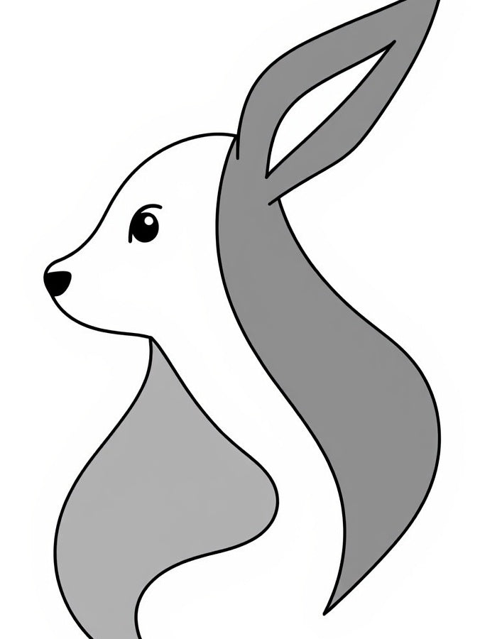 Minimalist White Gray Rabbit Silhouette Rug