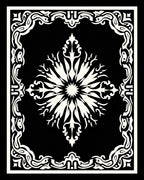 Ornate Ivory Floral Medallion Black Rug