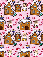 Whimsical Gingerbread Houses and Bunnies Rug