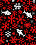 Red White Snowflake Shark Collage Rug