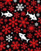 Red White Snowflake Shark Collage Rug