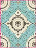 Aqua Cream Black Medallion Swirl Rug