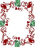 Crimson Green Floral Vine Border Rug