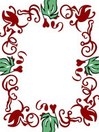Crimson Green Floral Vine Border Rug