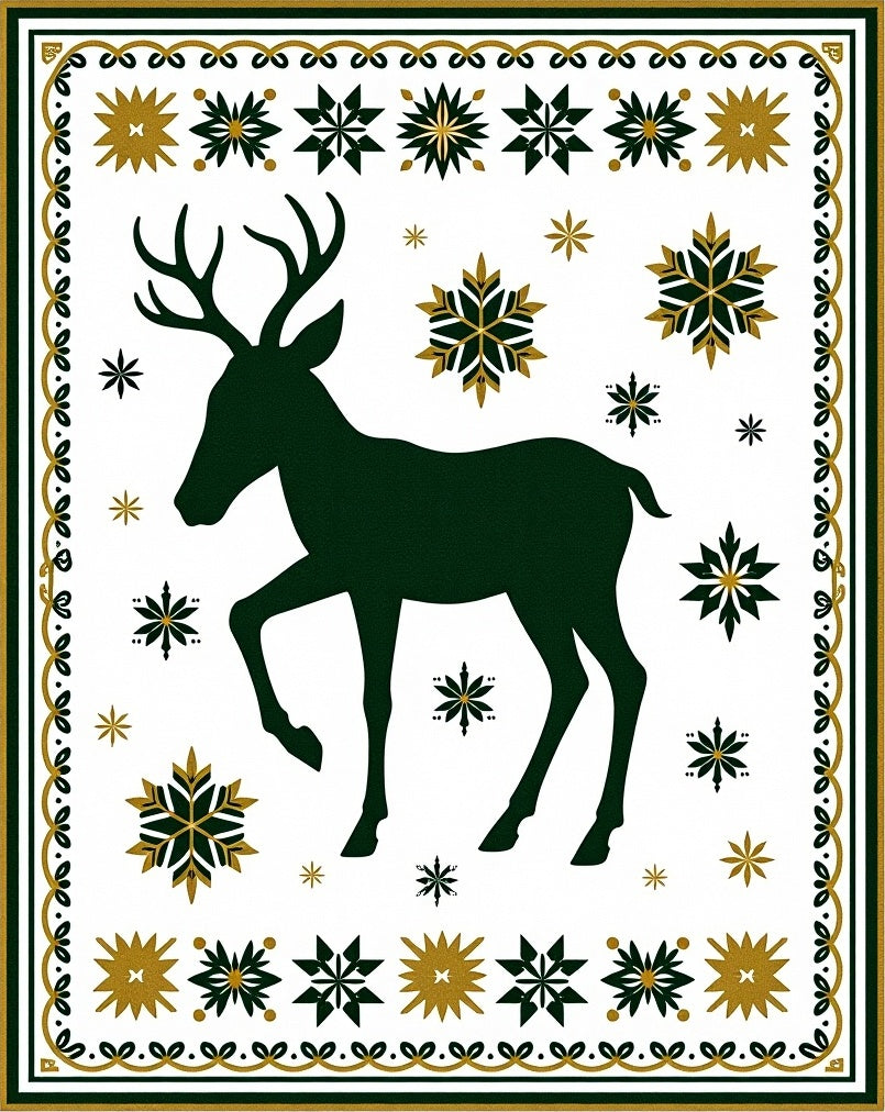 Elegant Buck Snowflakes Border Rug