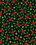 Red Holly Vines and Snowflakes Rug