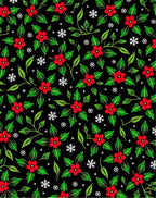 Red Holly Vines and Snowflakes Rug