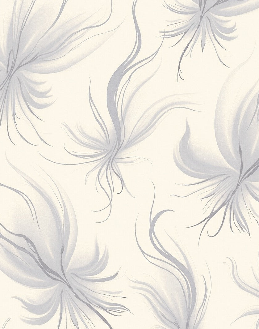 Ethereal Gray Feather Swirl Rug