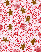 Brown Gingerbread Man Red Swirls Rug