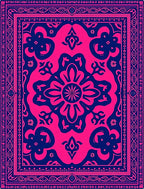 Vibrant Fuchsia Navy Floral Medallion Rug