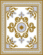 Golden White Scroll Medallion Border Rug