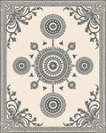 Cream and Charcoal Floral Mandala Arrangement Rug