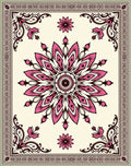 Pink Floral Medallion Bordered Rug