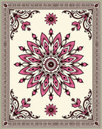 Pink Floral Medallion Bordered Rug